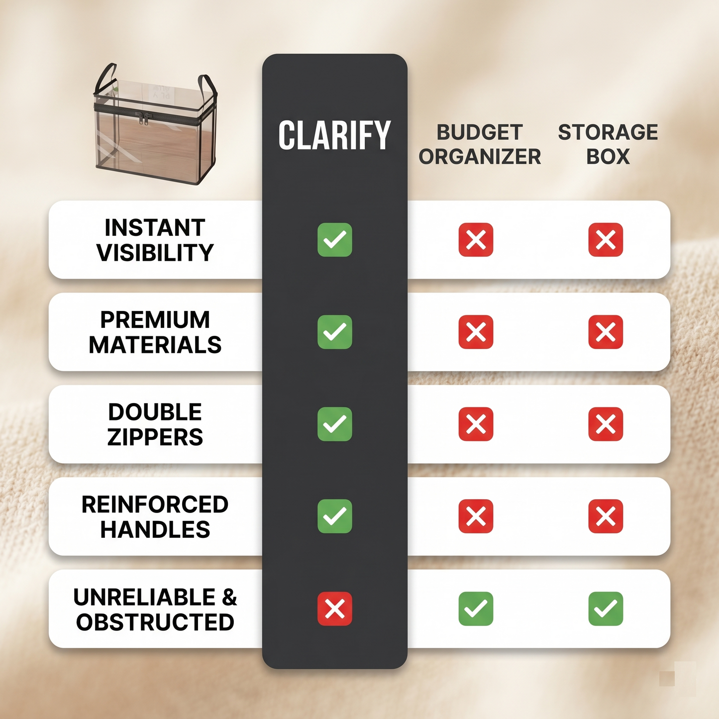 Heavy-Duty Clear Storage Box with Hinged Lid – Large Capacity Organizer