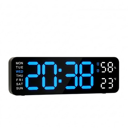 S&T Large Digital LED Wall Clock with Climate Display