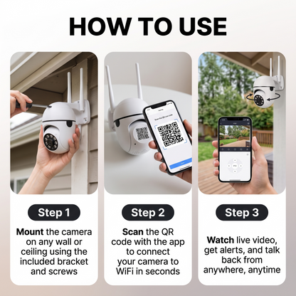 2K Smart Home Security Camera, Wireless Indoor & Outdoor, Full Colour Night Vision, Pan & Tilt, Two-Way Audio, 2.4GHz WiFi