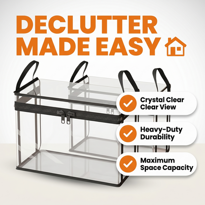 Heavy-Duty Clear Storage Box with Hinged Lid – Large Capacity Organizer