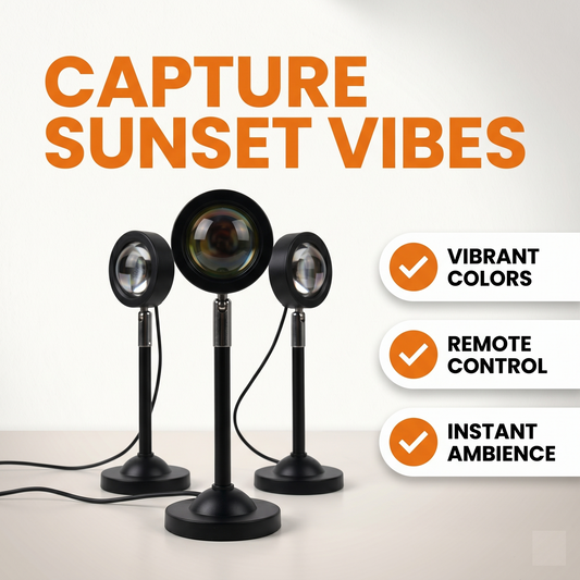 Sunset Lamp: Remote RGB Projector (Dimmable, 16 Colors)
