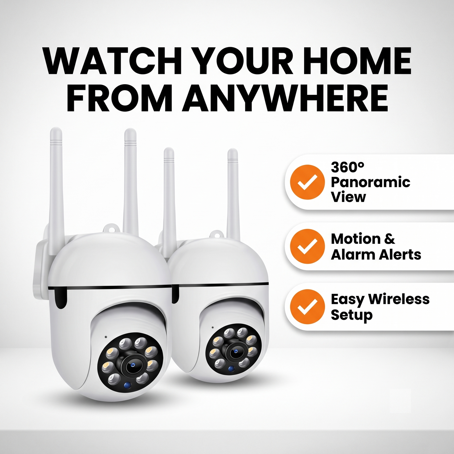 2K Smart Home Security Camera, Wireless Indoor & Outdoor, Full Colour Night Vision, Pan & Tilt, Two-Way Audio, 2.4GHz WiFi