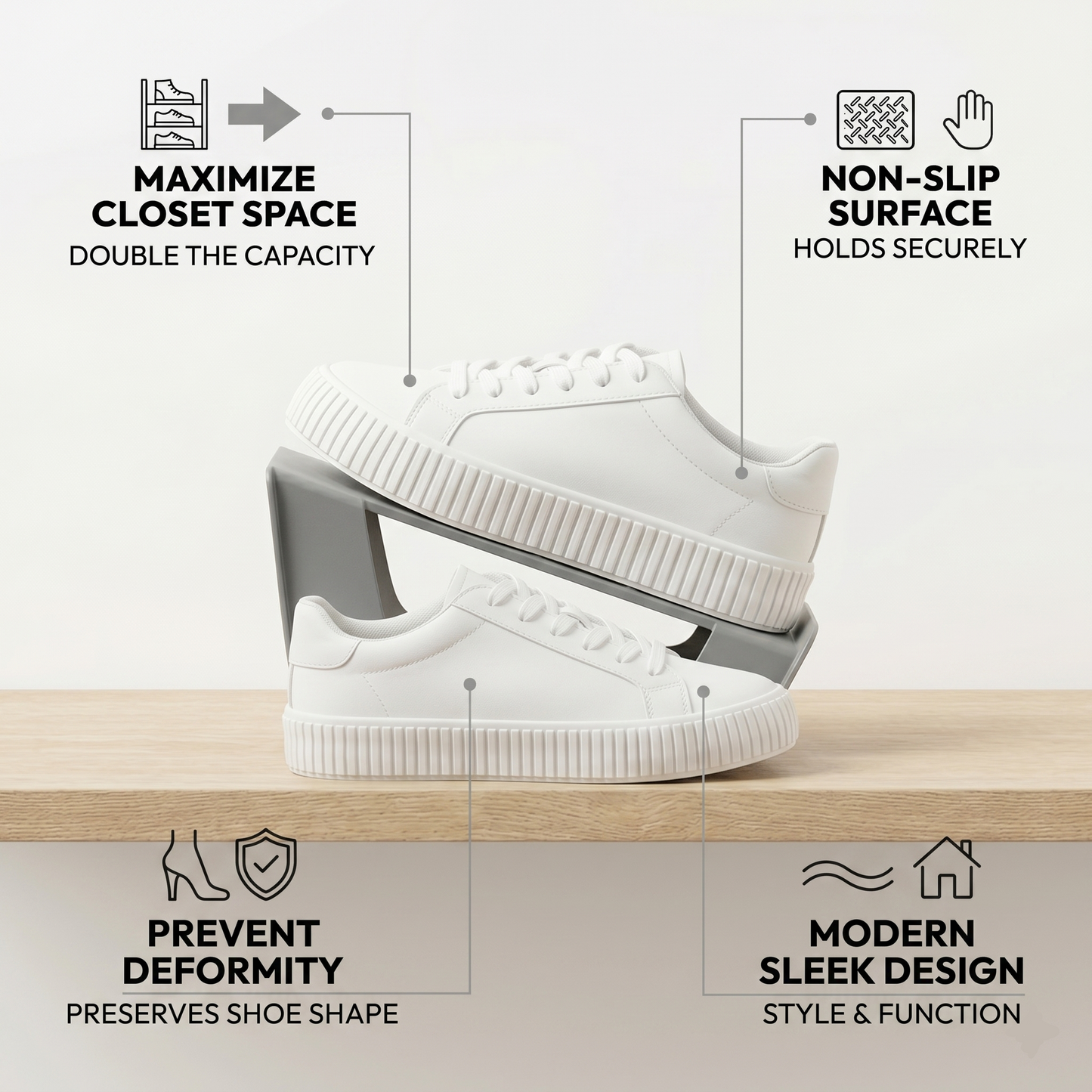Non-Slip Shoe Organizer Stand | Space-Saving Shoe Organizer for Inside the Closet