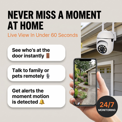 2K Smart Home Security Camera, Wireless Indoor & Outdoor, Full Colour Night Vision, Pan & Tilt, Two-Way Audio, 2.4GHz WiFi