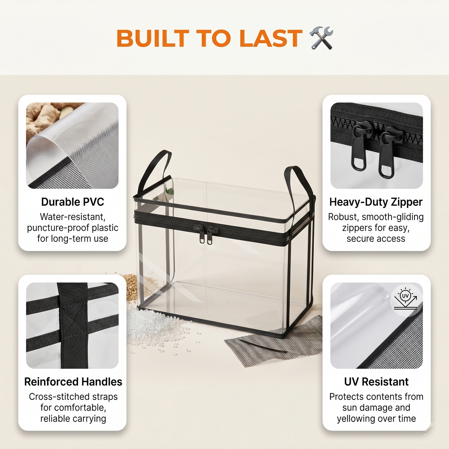 Heavy-Duty Clear Storage Box with Hinged Lid – Large Capacity Organizer