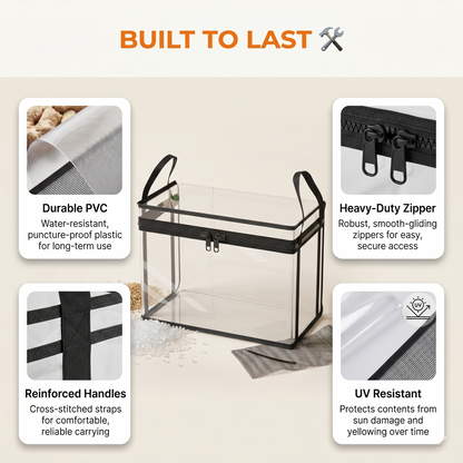 Heavy-Duty Clear Storage Box with Hinged Lid – Large Capacity Organizer