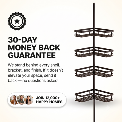 S & T HOME - 4-Tier Tension Pole Shower Caddy, Drill-Free Corner Shelf, Matte Black