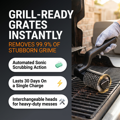 BBQ Grill Brush 3-Speed Settings Electric Grill Brush 3-Speed 2600Mah Cordless Rechargeable Adjustable Angle Gifts for Men Dad